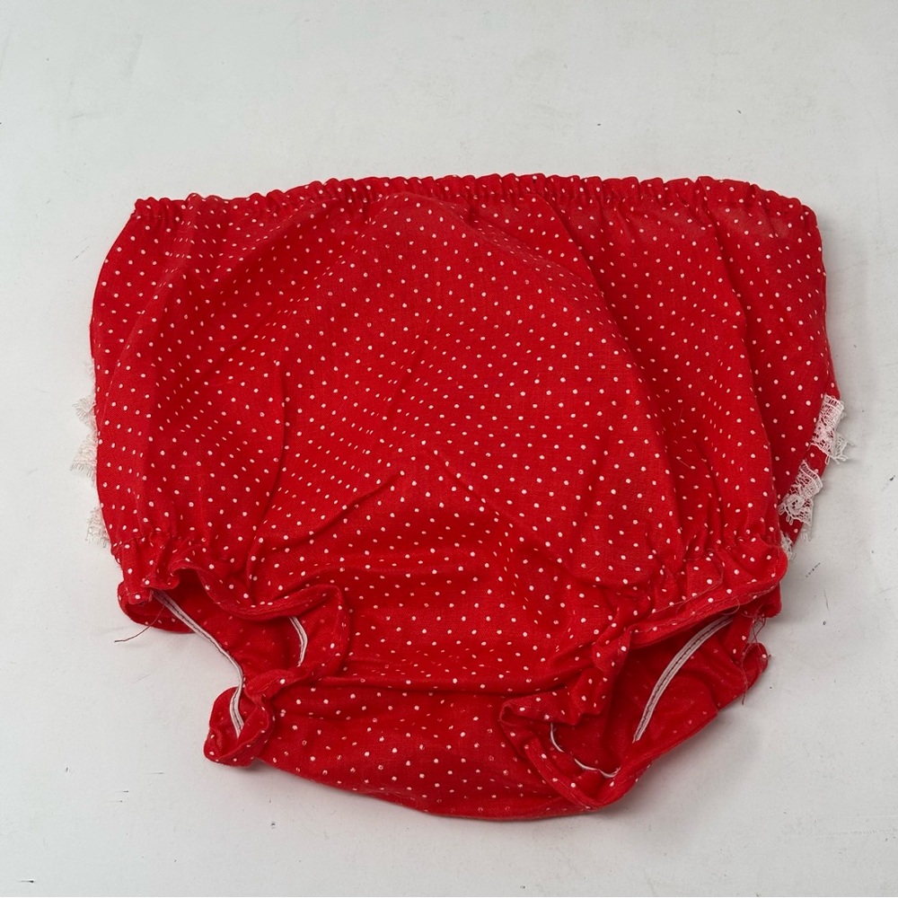 Mini World Vintage Red Lace Babydoll Polka Dot Dress Size 6-9 Months USA Made - Picture 9 of 9